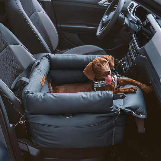 Deluxe Faux Leather Dog Car Seat Booster Bed